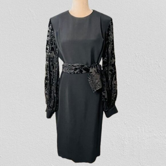 Vintage 80's Bishop Sleeve Burnout Velvet Cocktail Dress Julie & Leonard - Picture 1 of 13